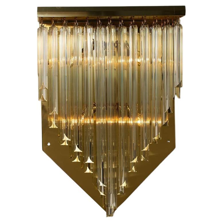1 of the 6 XXL 'H29.9' Venini Style Murano Glass and Gilt Brass Sconces, 1960s For Sale