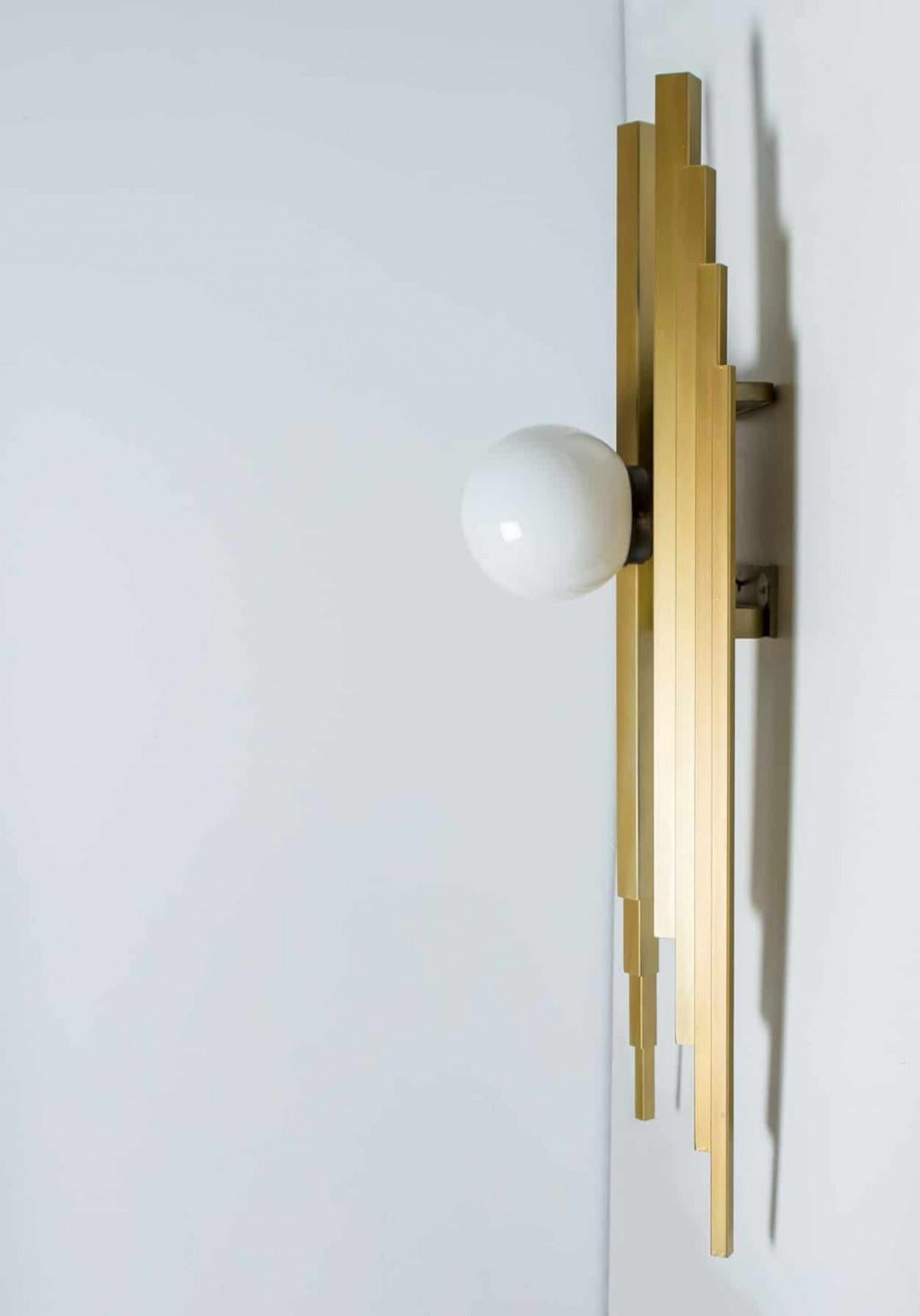 1 of the 6 XXL Pipe Organ White Gold Brass Wall Light, 1970s In Good Condition For Sale In Rijssen, NL