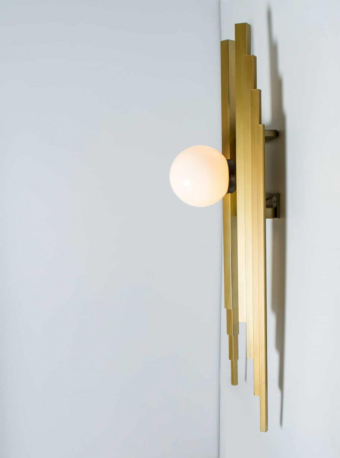 Mid-20th Century 1 of the 6 XXL Pipe Organ White Gold Brass Wall Light, 1970s For Sale