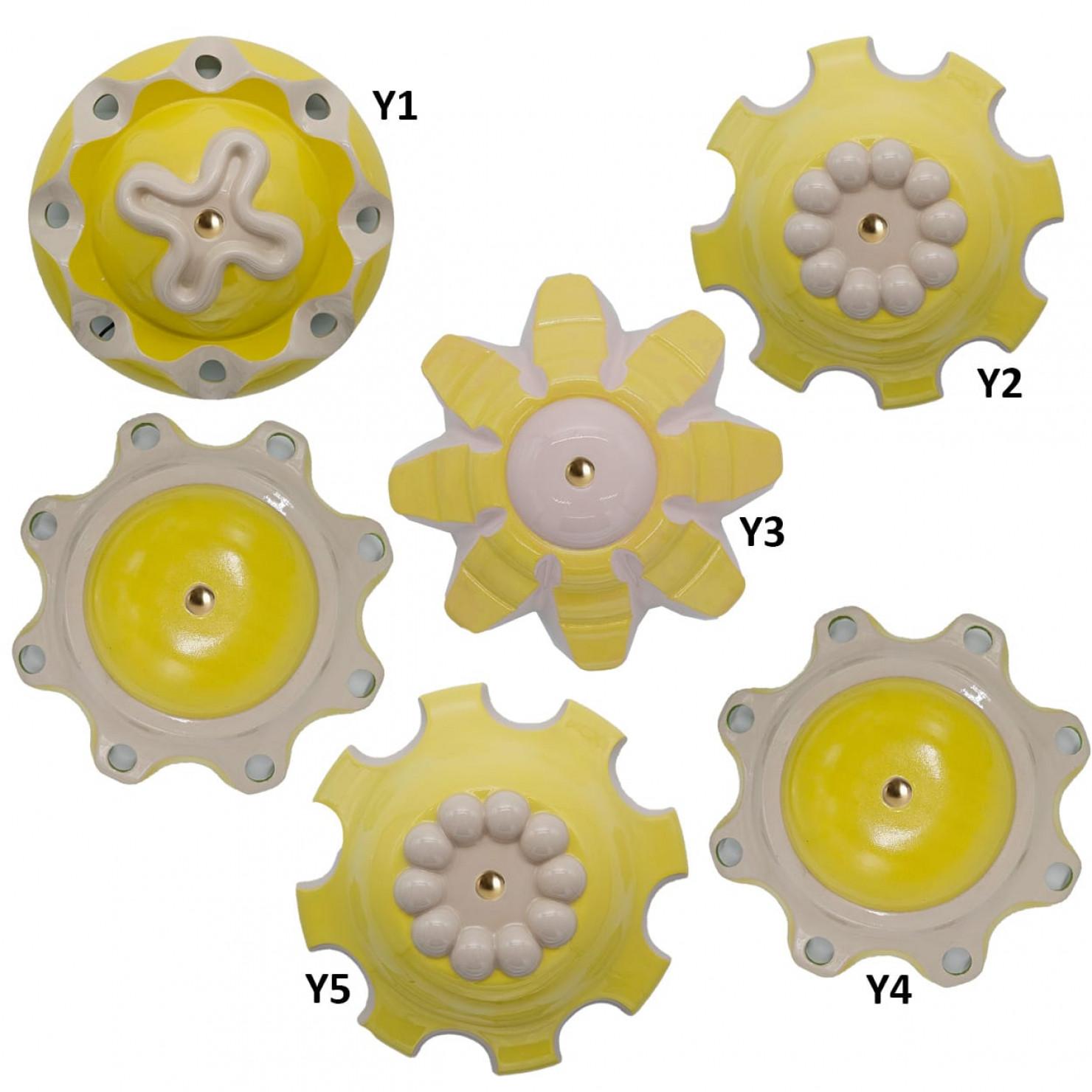 1 of the 6 Yellow Ceramic Lamps, Rosettes by Jeanine Keizer, 1990 For Sale 7