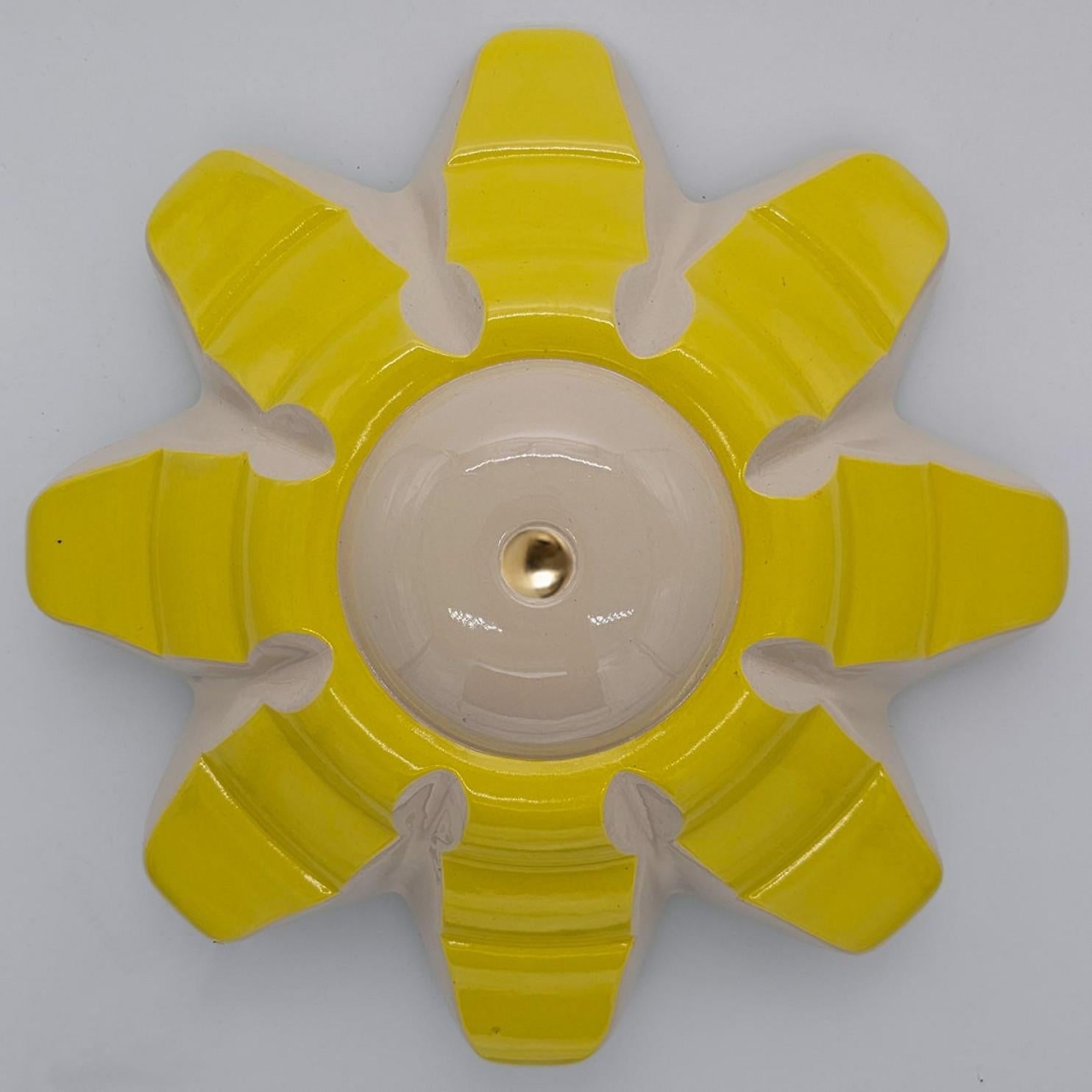 Altro 1 delle 6 lampade in ceramica gialla, Rosette di Jeanine Keizer, 1990 in vendita