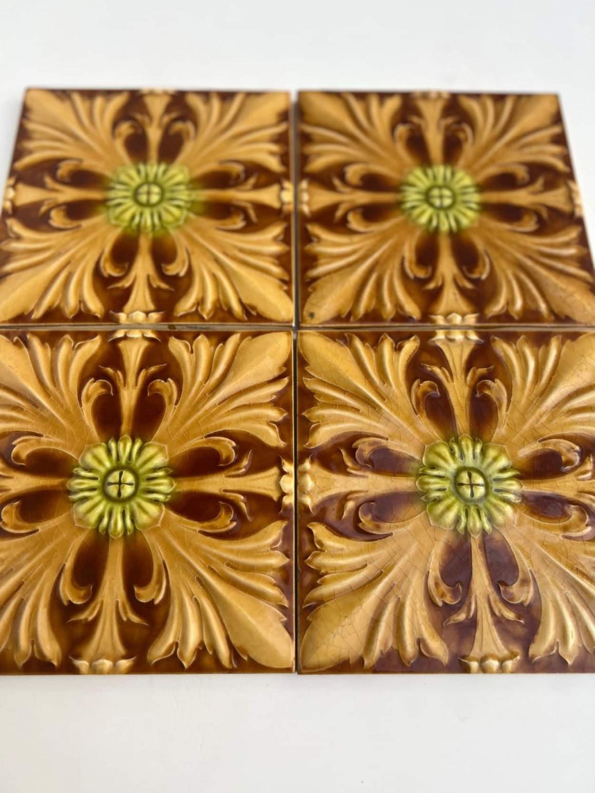 1 of the 60 Art Deco Glazed Relief Tiles by Gilliot, Hemiksem, circa 1920 For Sale 4