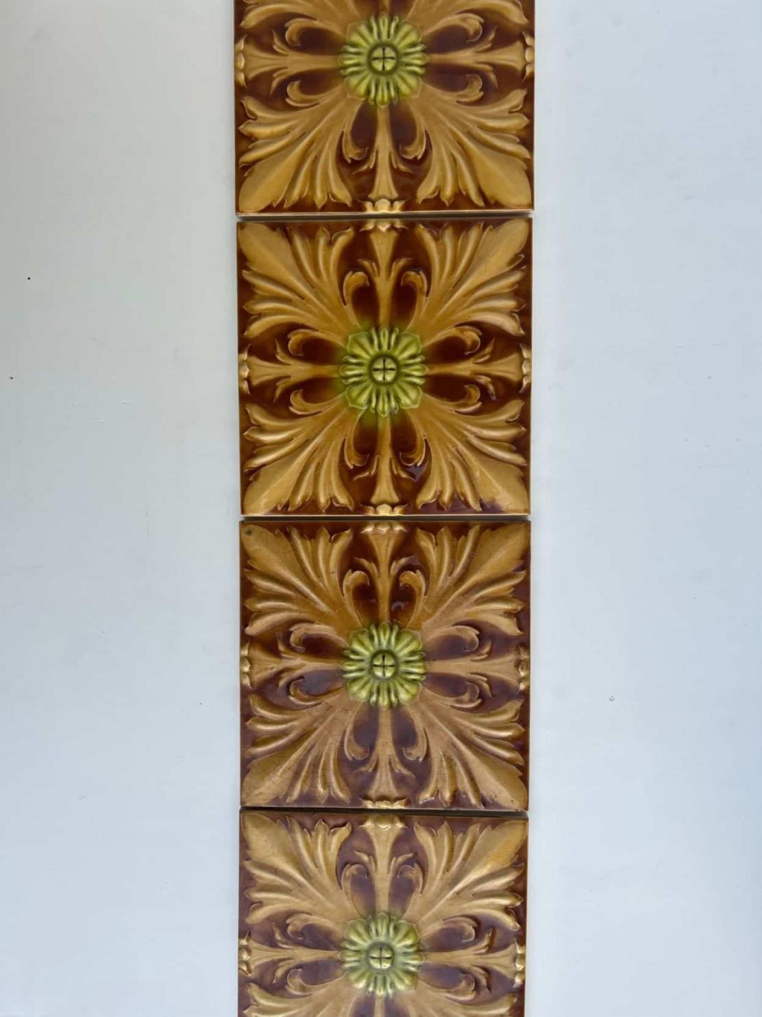 1 of the 60 Art Deco Glazed Relief Tiles by Gilliot, Hemiksem, circa 1920 For Sale 1