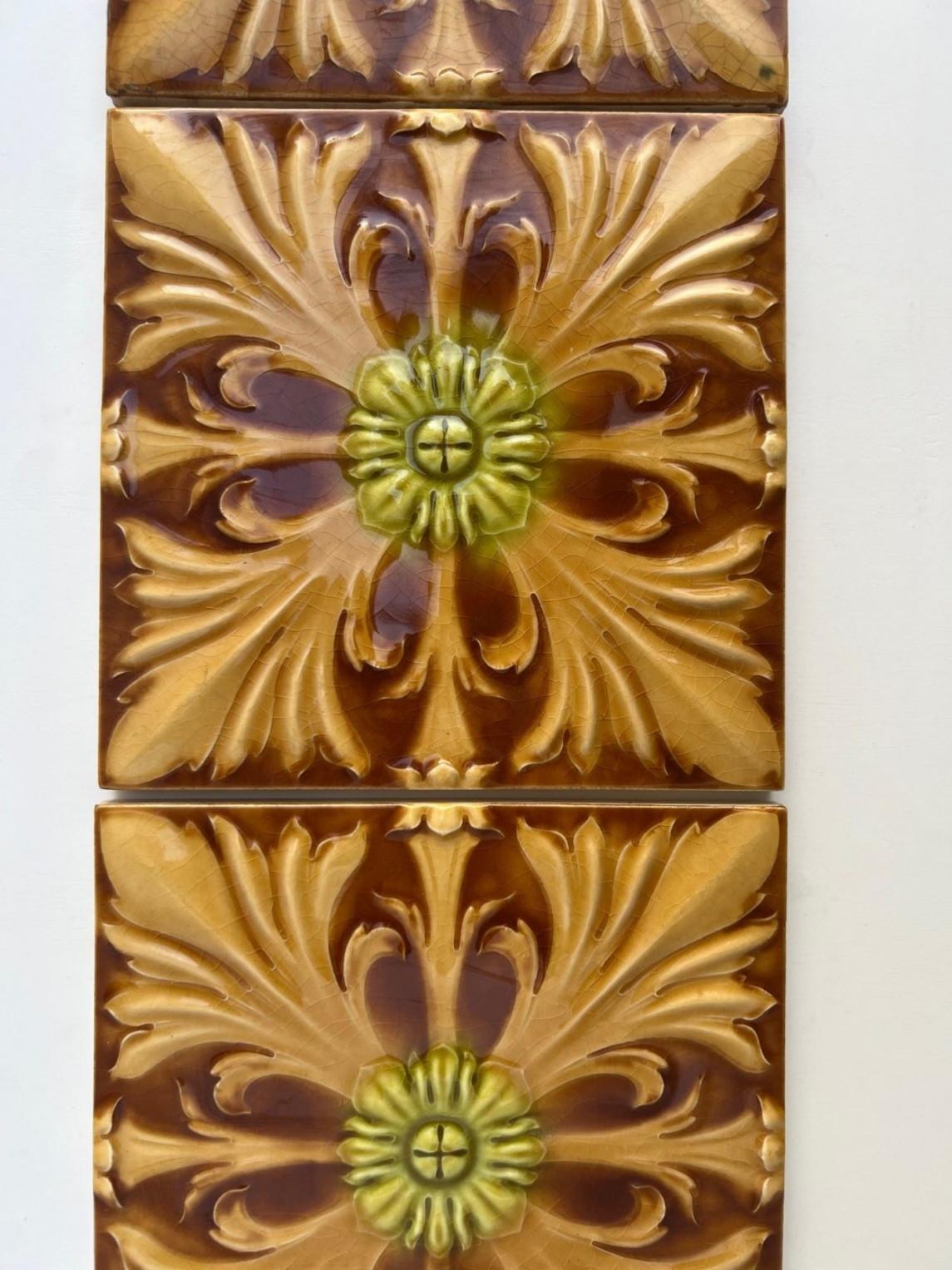 1 of the 60 Art Deco Glazed Relief Tiles by Gilliot, Hemiksem, circa 1920 For Sale 2