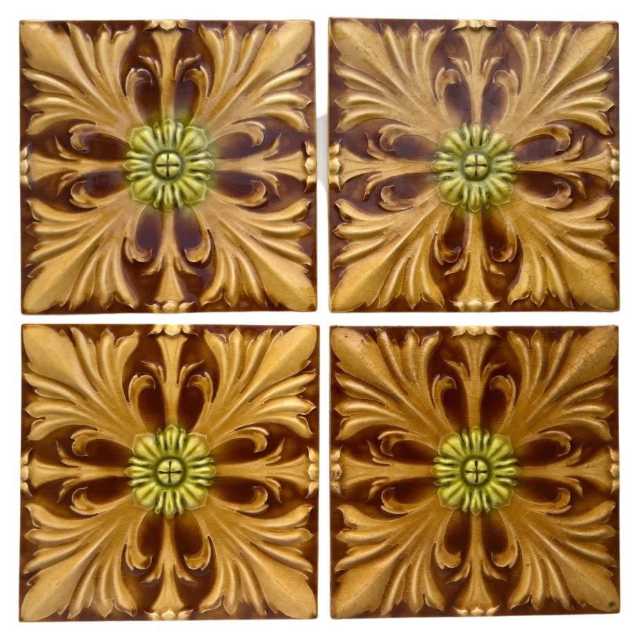 1 of the 6 Art Deco Glazed Relief Tiles by Gilliot, Hemiksem, circa 1920 For Sale at 1stDibs
