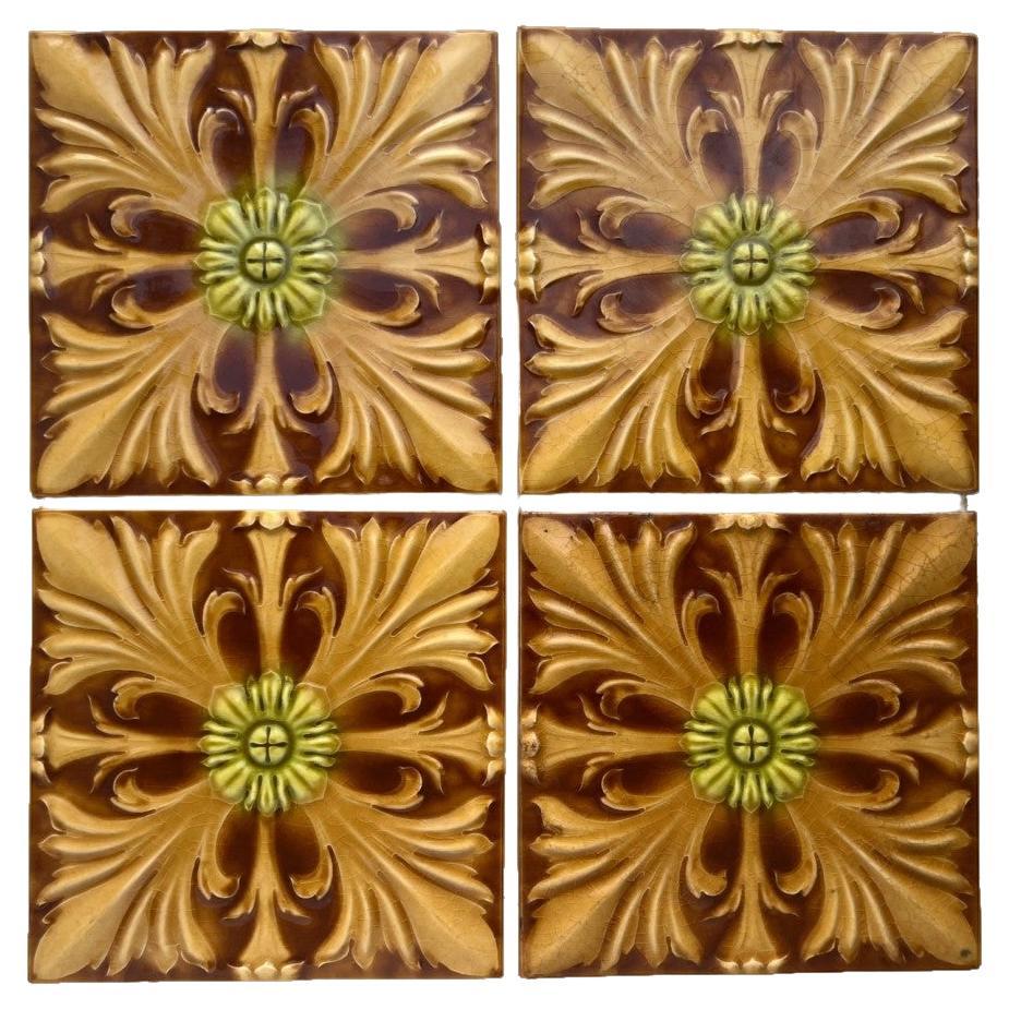 1 of the 60 Art Deco Glazed Relief Tiles by Gilliot, Hemiksem, circa 1920