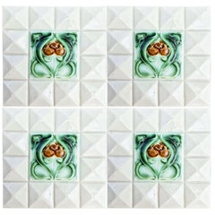 1 of the 60 Cream White Corners Art Deco Middle Glazed Tiles by Societe Morialme