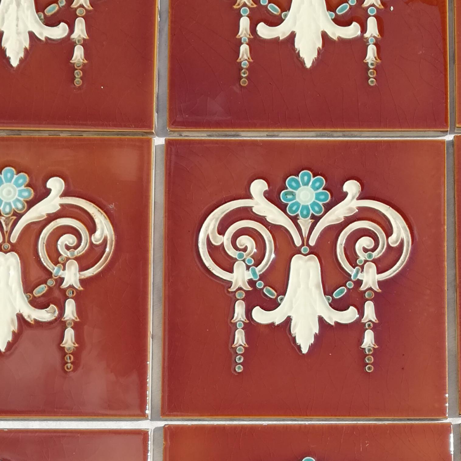 Belgian 1 of the 67 Art Deco Glazed Relief Tiles by Gilliot, Hemiksem, circa 1920 For Sale