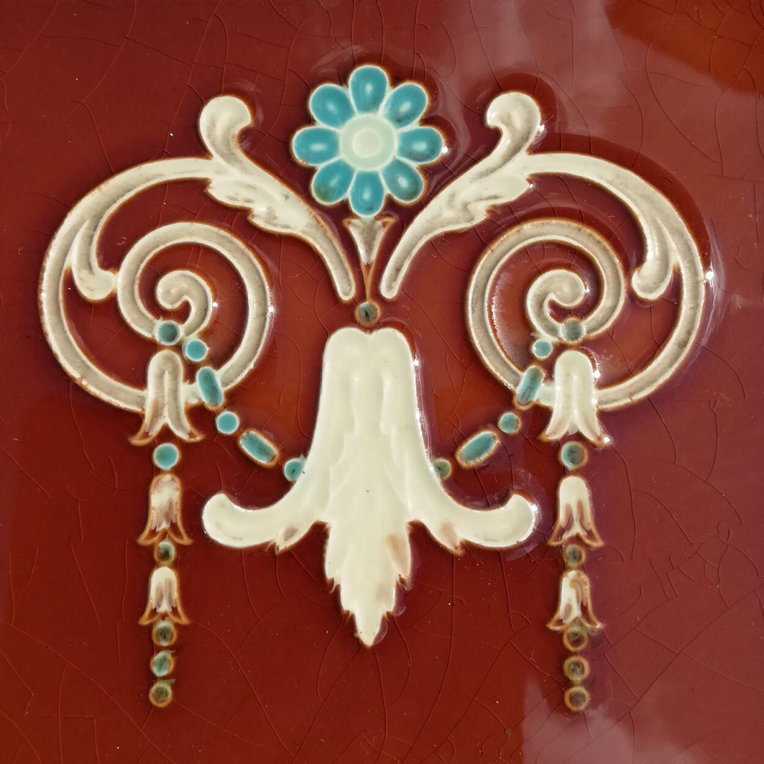 20th Century 1 of the 67 Art Deco Glazed Relief Tiles by Gilliot, Hemiksem, circa 1920 For Sale