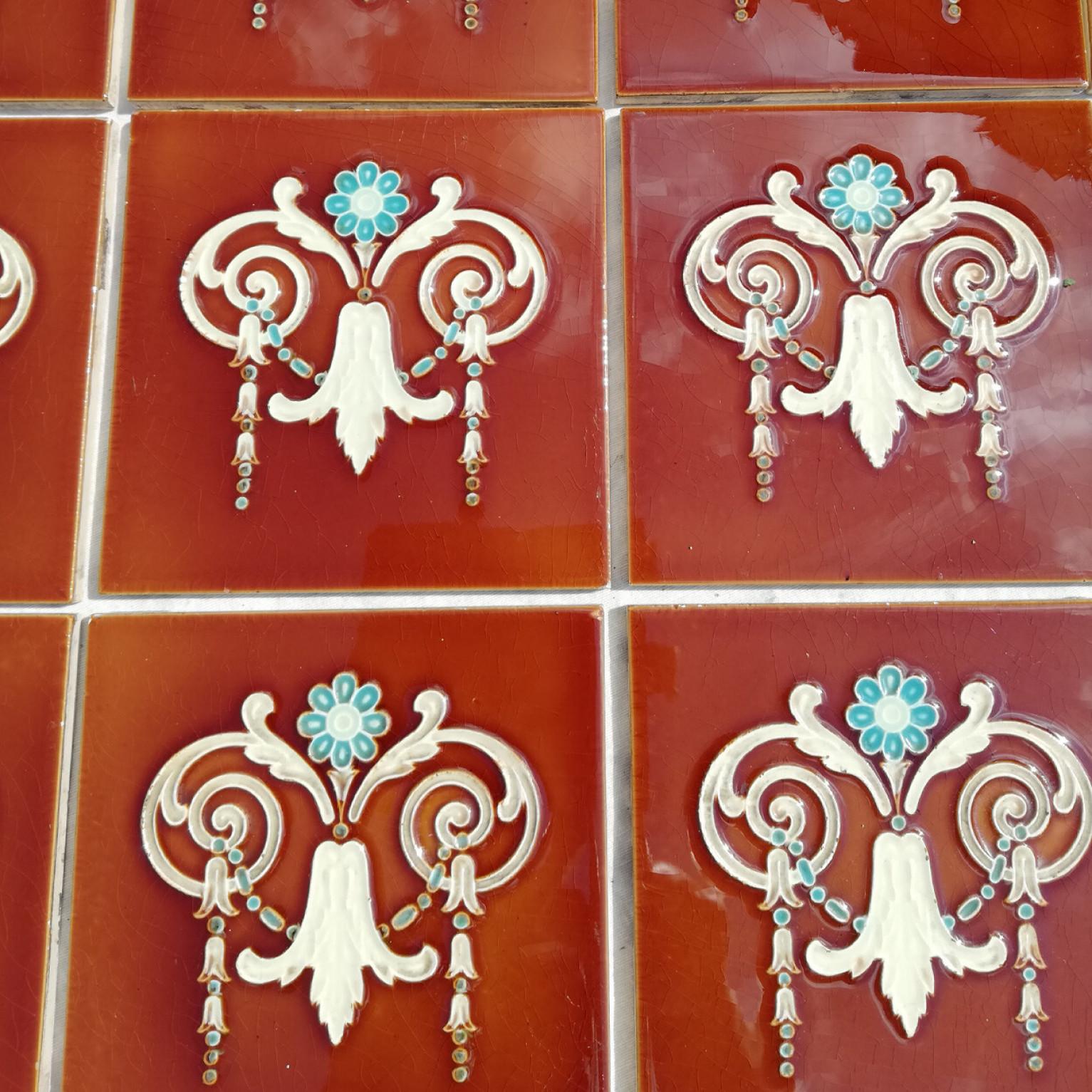 1 of the 67 Art Deco Glazed Relief Tiles by Gilliot, Hemiksem, circa 1920 For Sale 1