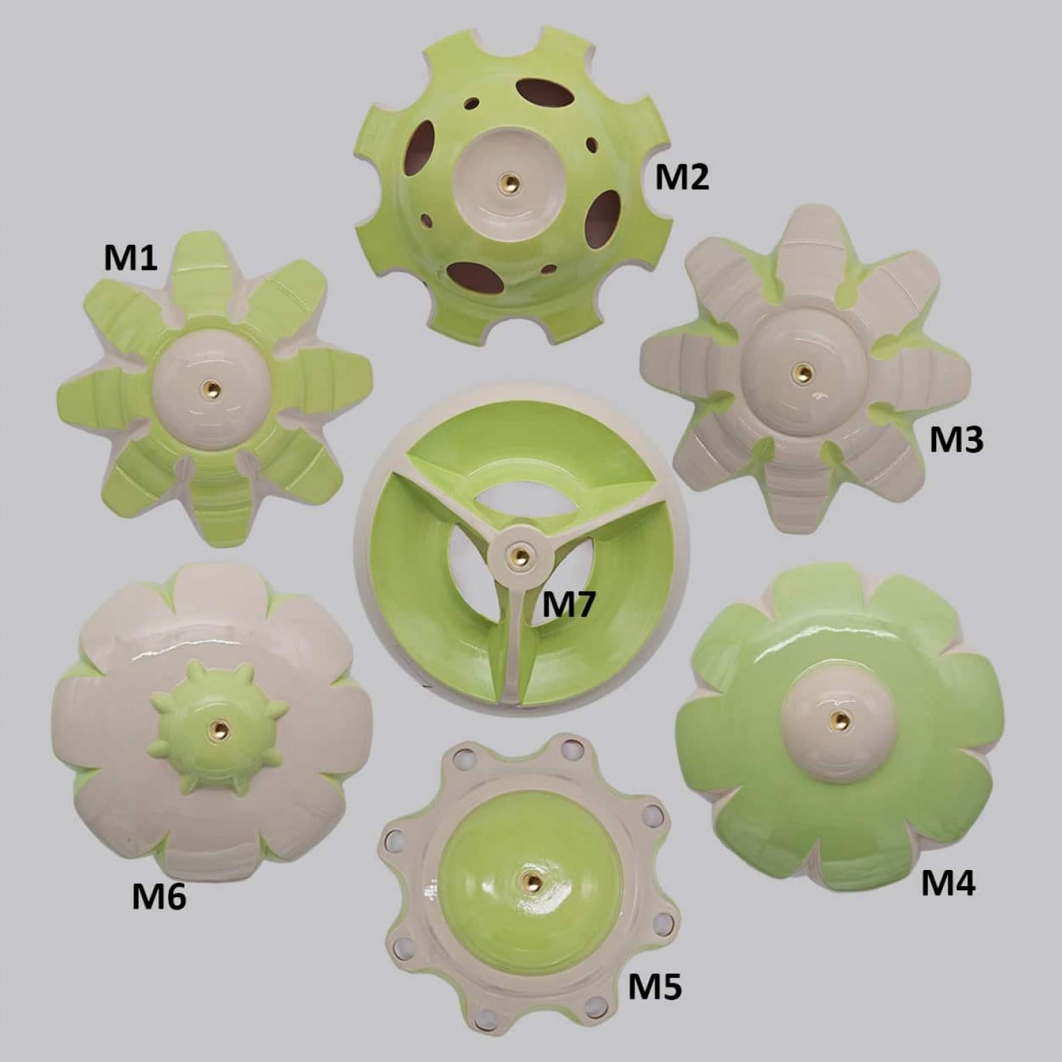 1 des 7 lampes en céramique verte, Rosettes de Jeanine Keizer, 1990 en vente 5