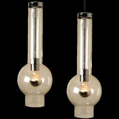1 of the 7 Hand Blown Glass Tube Pedant Lights by Staff Lights 1970s, Germany