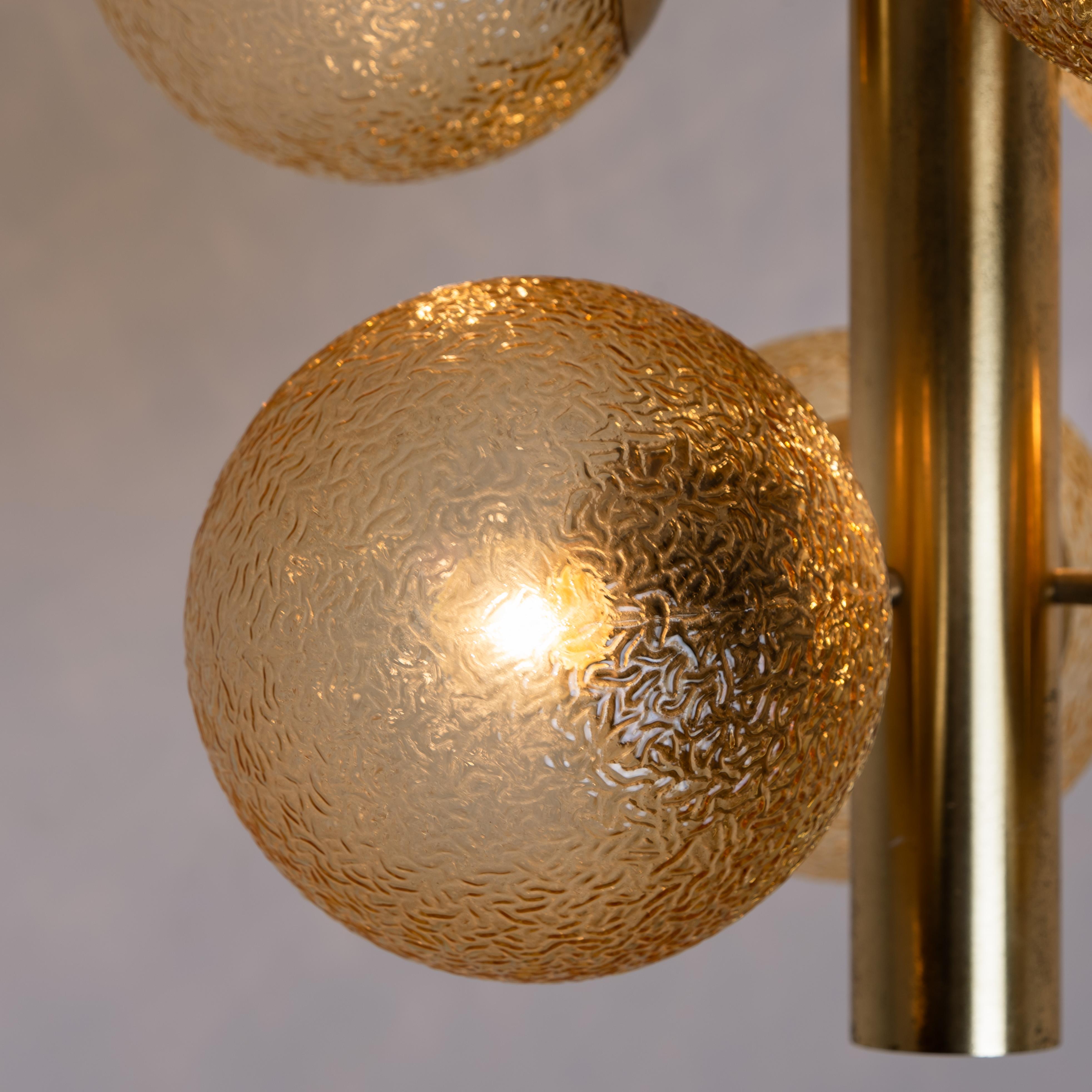 1 of the 7 Molecular Chandeliers by VEB, Amber Glass Globes 5