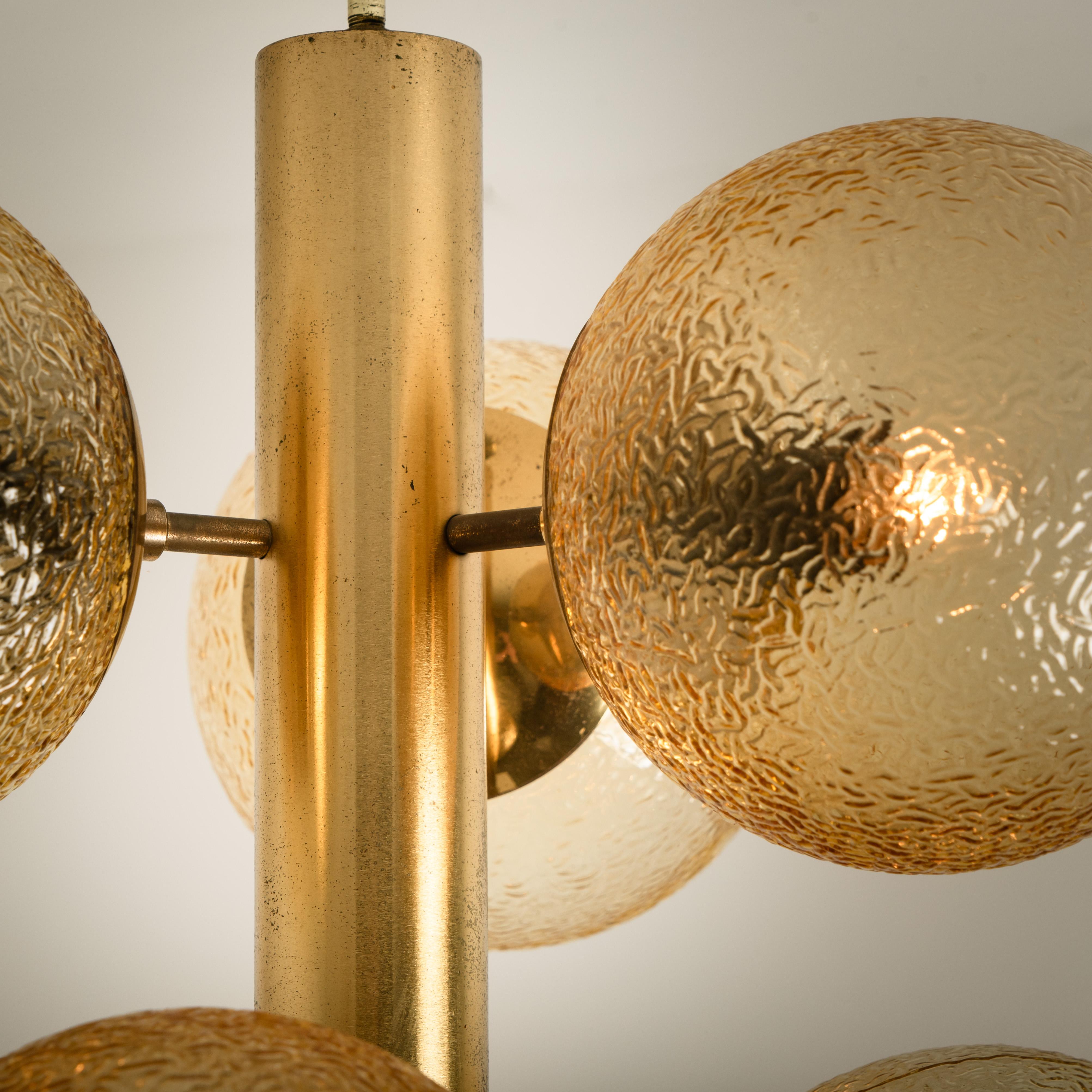 1 of the 7 Molecular Chandeliers by VEB, Amber Glass Globes 6