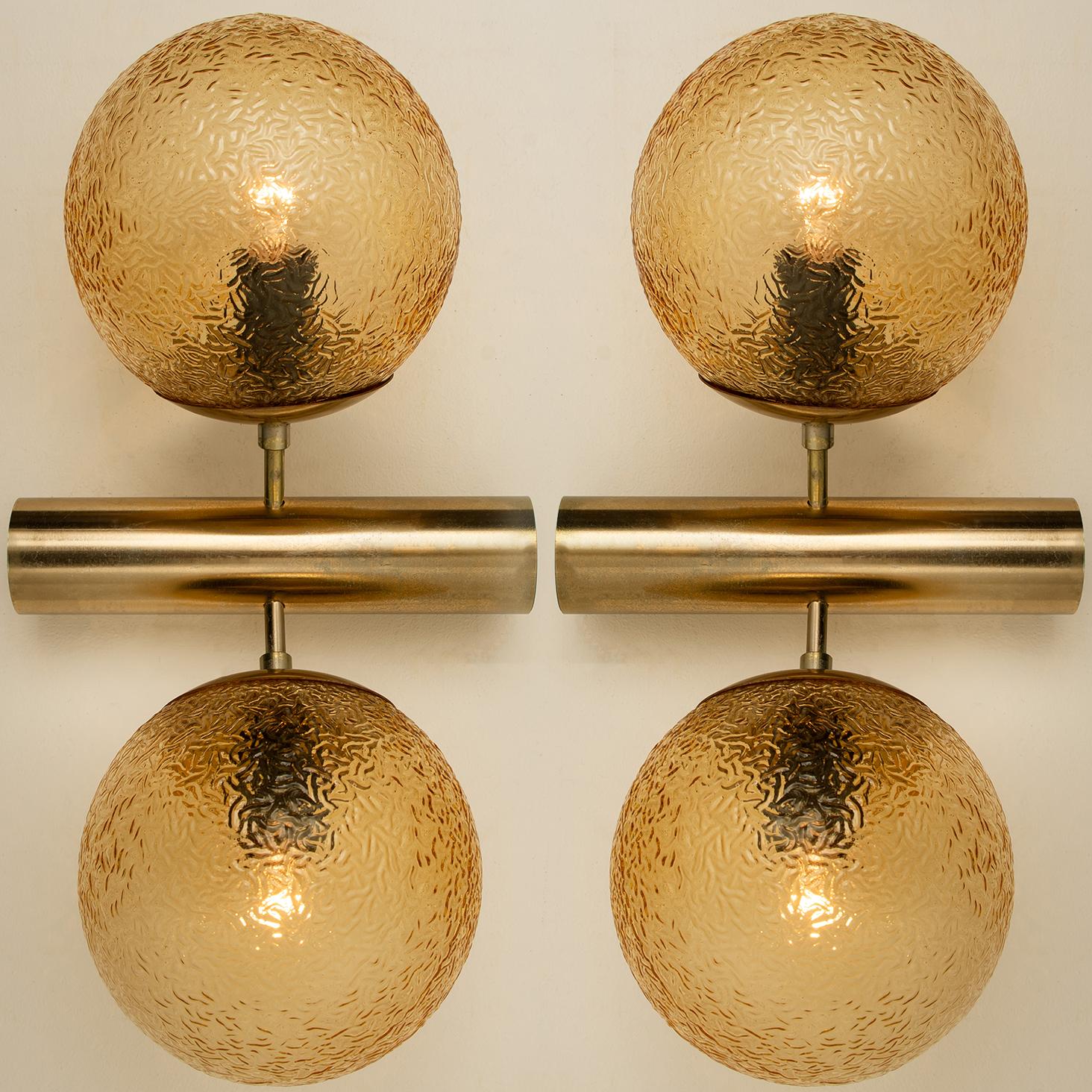 1 of the 7 Molecular Chandeliers by VEB, Amber Glass Globes 7