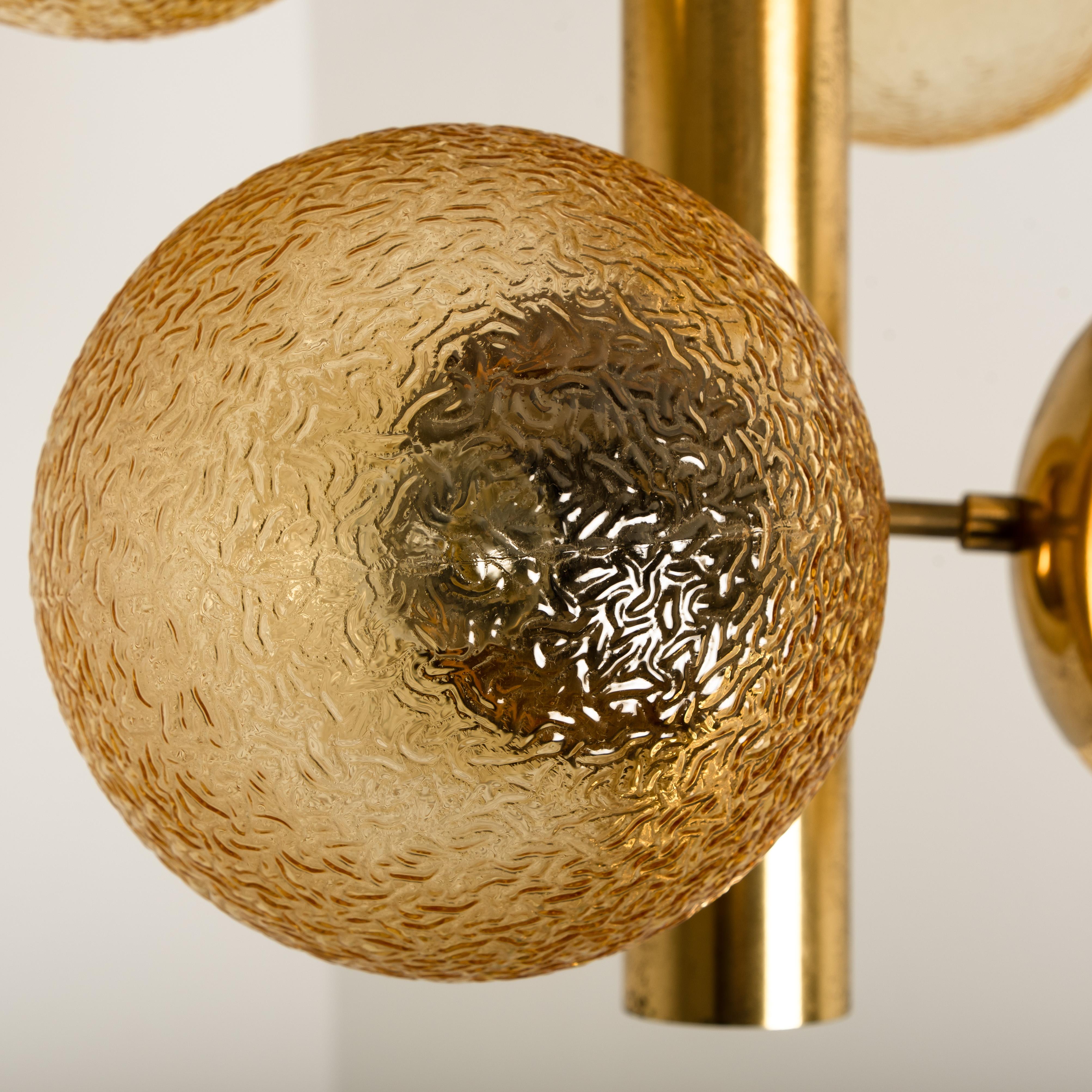 1 of the 7 Molecular Chandeliers by VEB, Amber Glass Globes 9