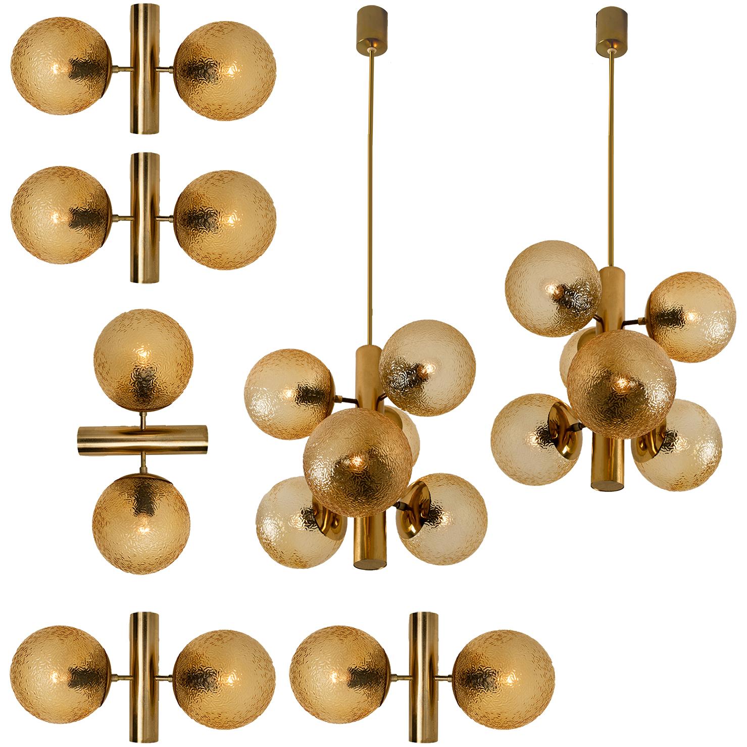 1 of the 7 Molecular Chandeliers by VEB, Amber Glass Globes 10