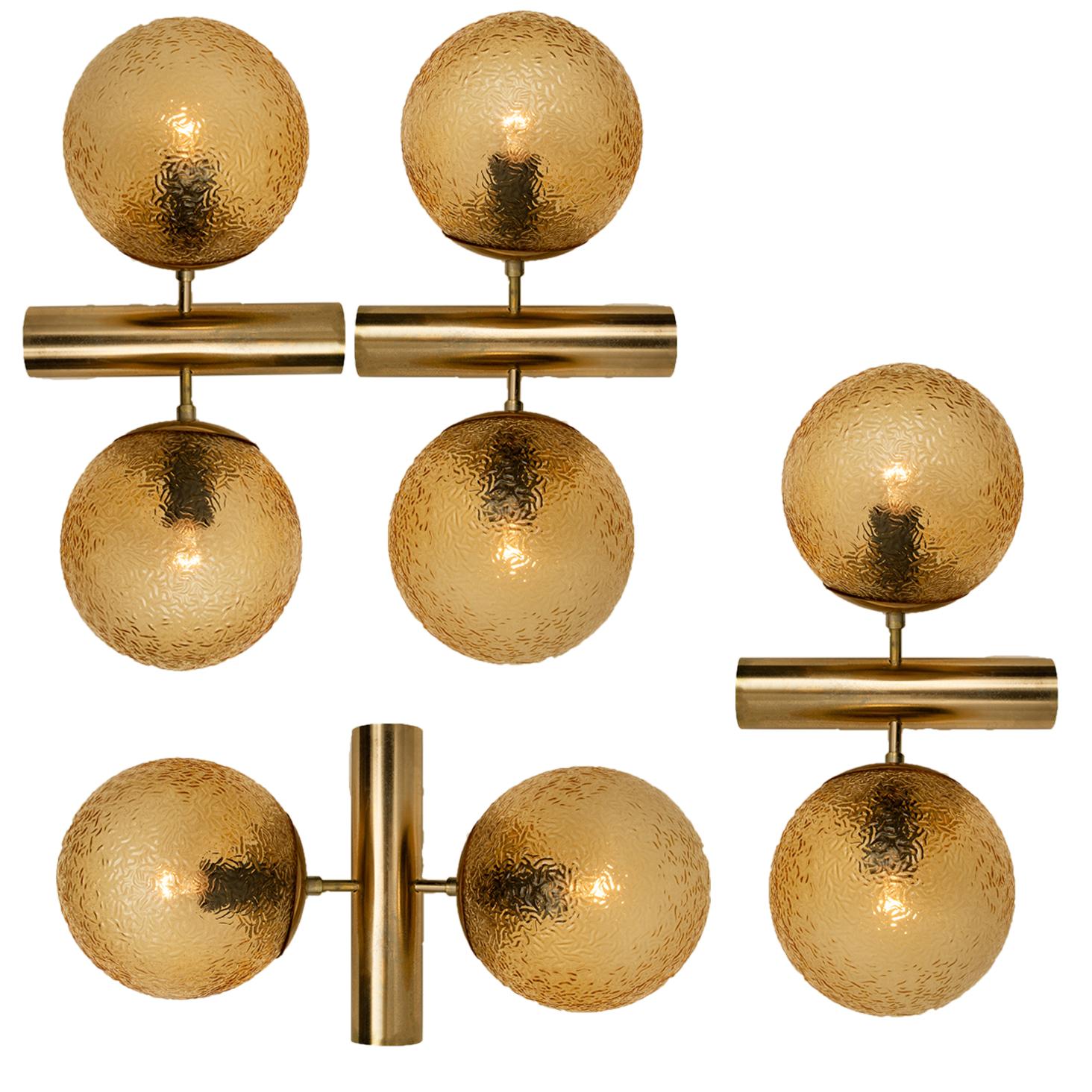 1 of the 7 Molecular Chandeliers by VEB, Amber Glass Globes 11