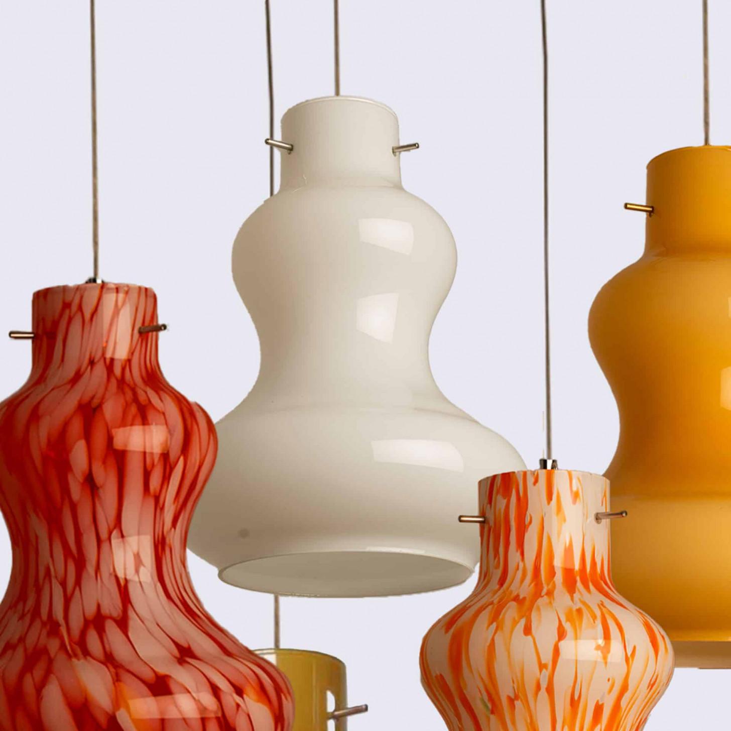 Italian 1 of the 7 Murano Glass Pendant Lights by Massimo Vignelli for Venini, 1960 For Sale