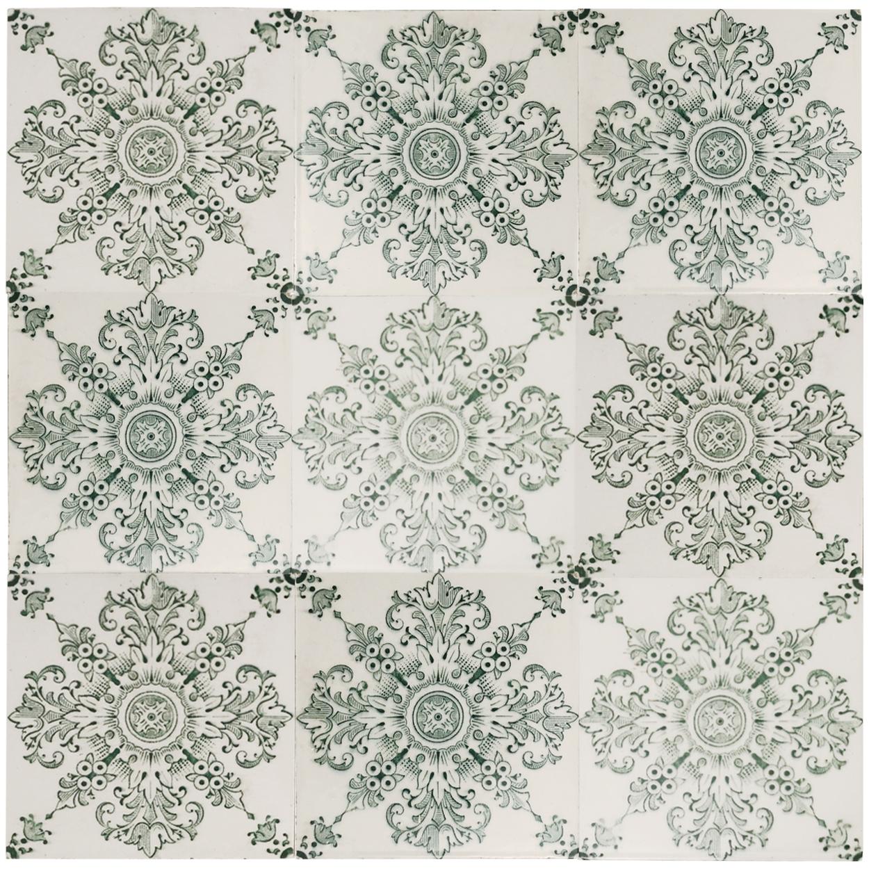 1 of the 79 Unique Antique Green Wall Tiles, Le Claive, circa 1920 For Sale 2