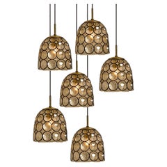 1 of the 8 Circle Iron and Bubble Glass Pendant Lights, Limburg, 1970s