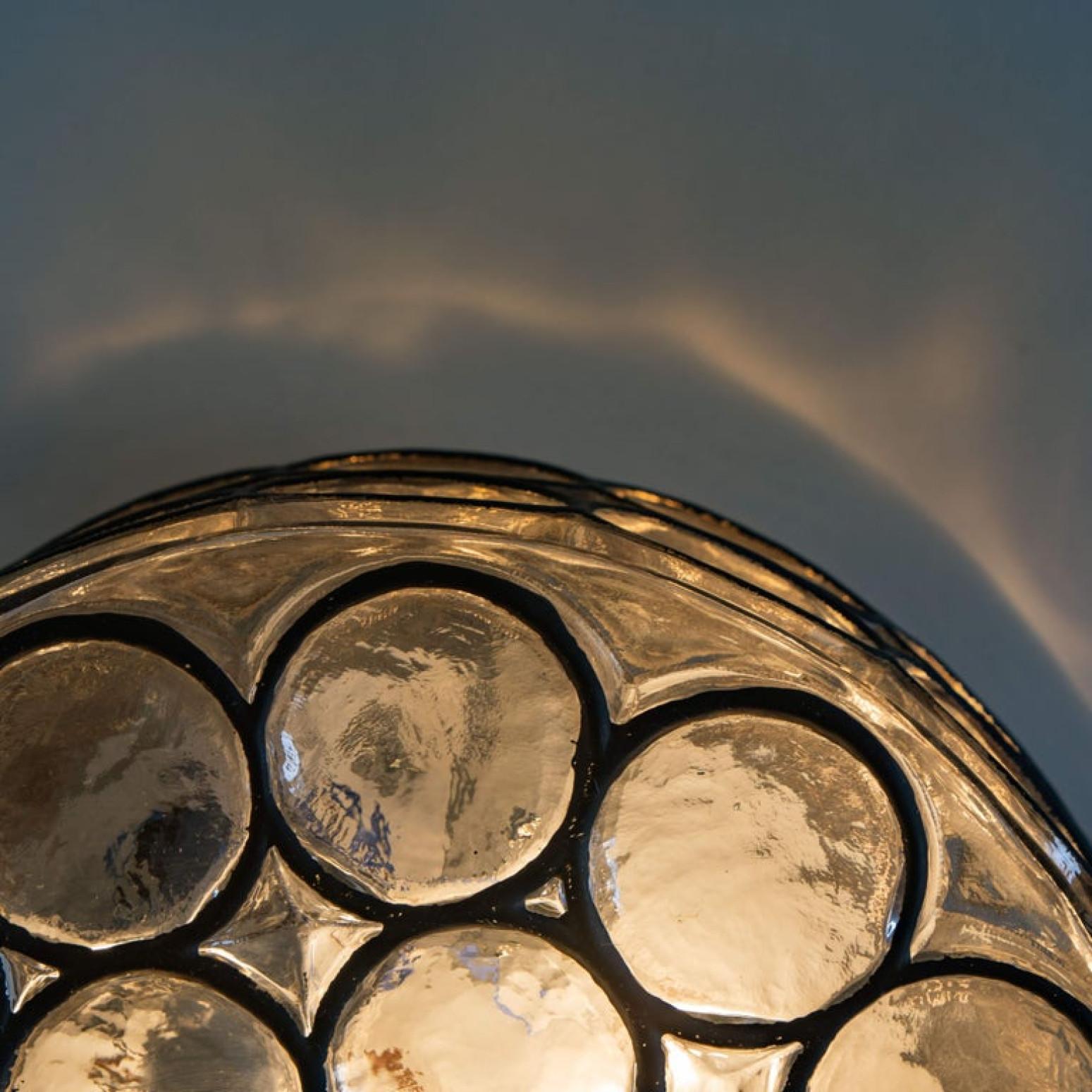 1 of the 8 Circle Iron and Bubble Glass Sconces Light Fixtures, Glashütte, 1960 For Sale 3