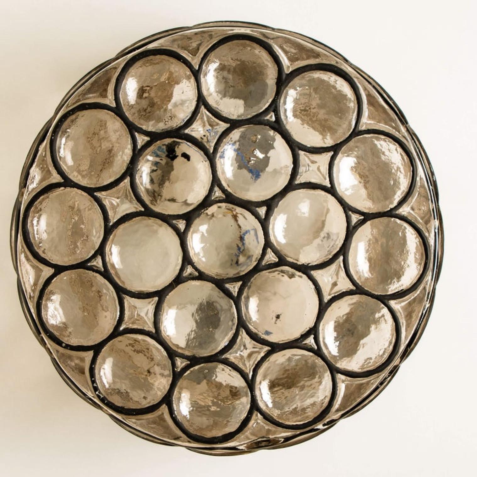 1 of the 8 Circle Iron and Bubble Glass Sconces Light Fixtures, Glashütte, 1960 For Sale 6