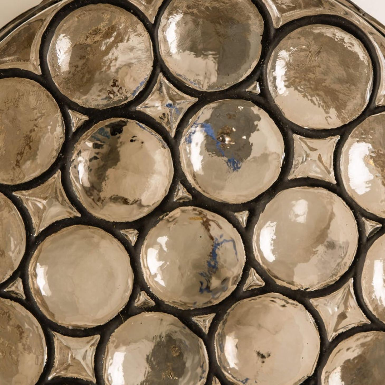1 of the 8 Circle Iron and Bubble Glass Sconces Light Fixtures, Glashütte, 1960 For Sale 11
