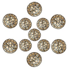 1 of the 8 Circle Iron and Bubble Glass Sconces Light Fixtures, Glashütte, 1960