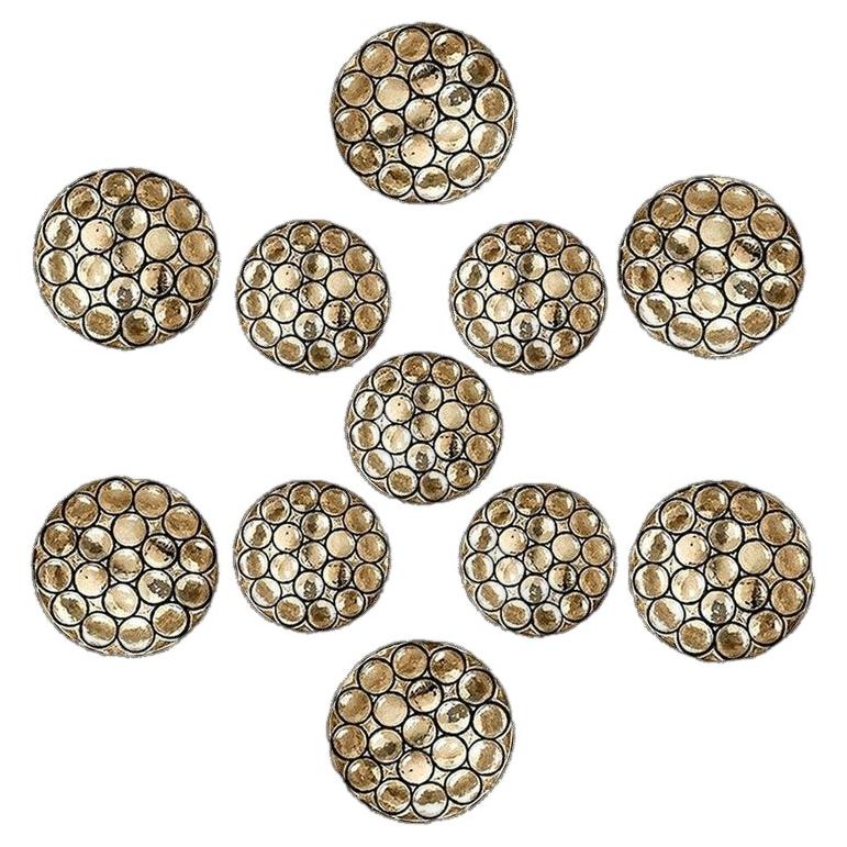 1 of the 8 Circle Iron and Bubble Glass Sconces Light Fixtures, Glashütte, 1960