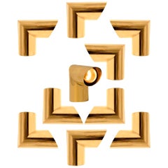 1 of the 8 Geometrical Brass Sconces by Nanda Vigo for Arredoluce, Italy, 1970