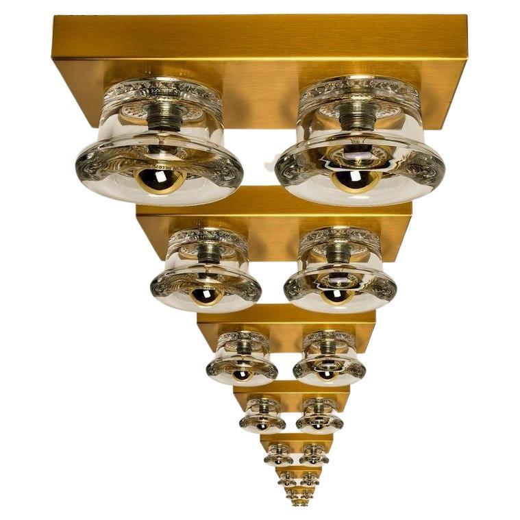 1 of the 8 Glass Brass Wall Sconce Flush Mounts Cosack Lights, Germany For Sale
