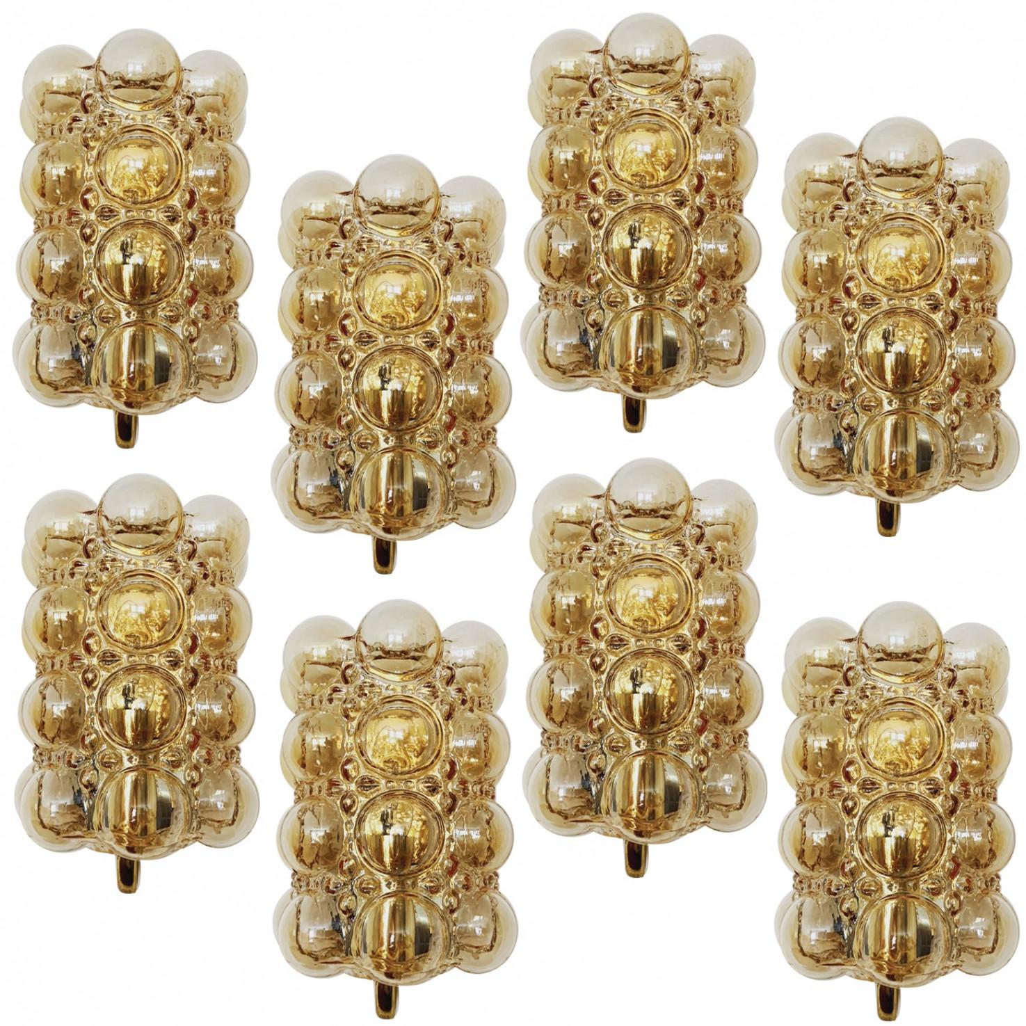 Mid-Century moderno 1 delle 8 applique in vetro di Helena Tynell per Limburg, 1960 in vendita
