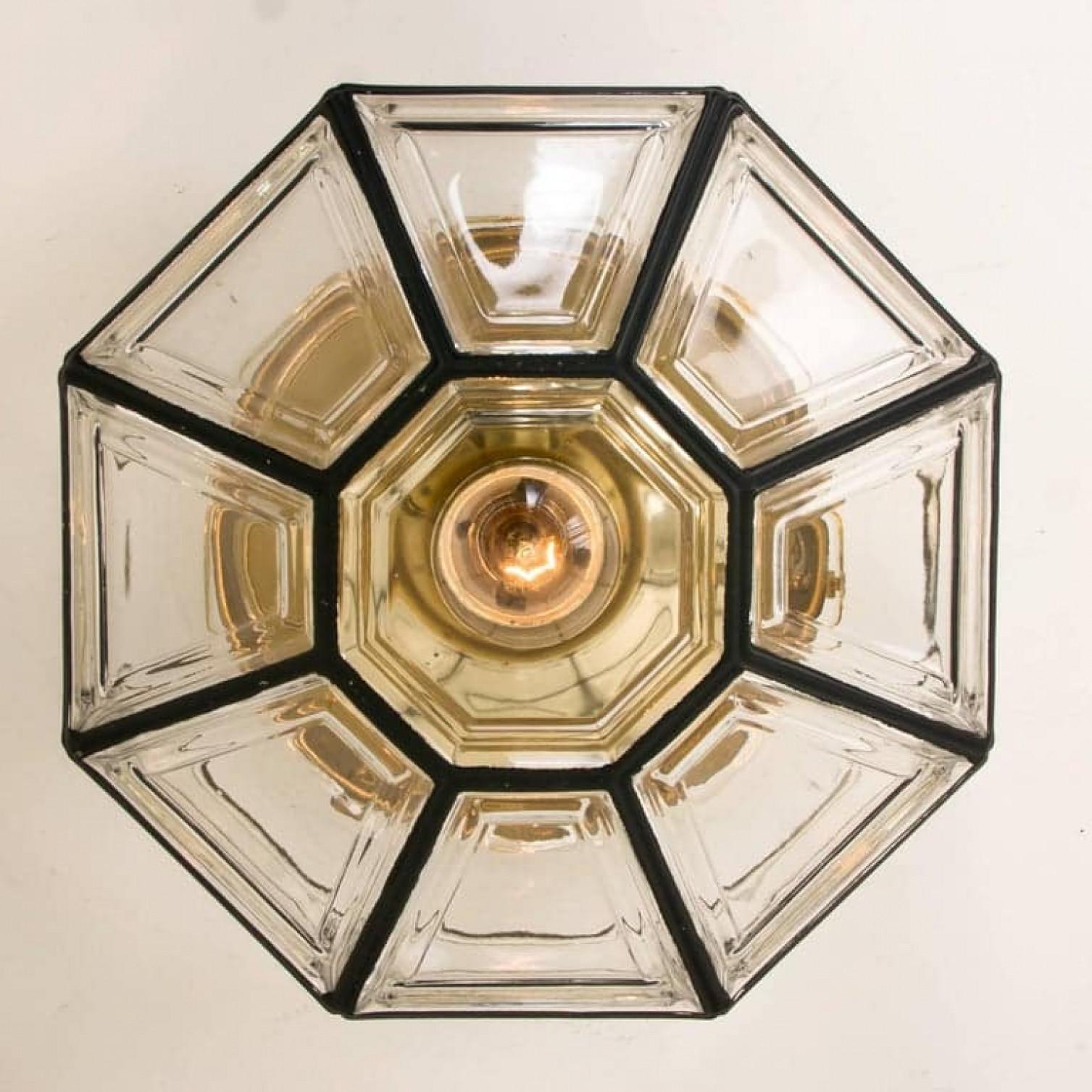 Other 1 of the 8 Iron and Clear Glass Flush Mounts by Limburg, 1970 For Sale
