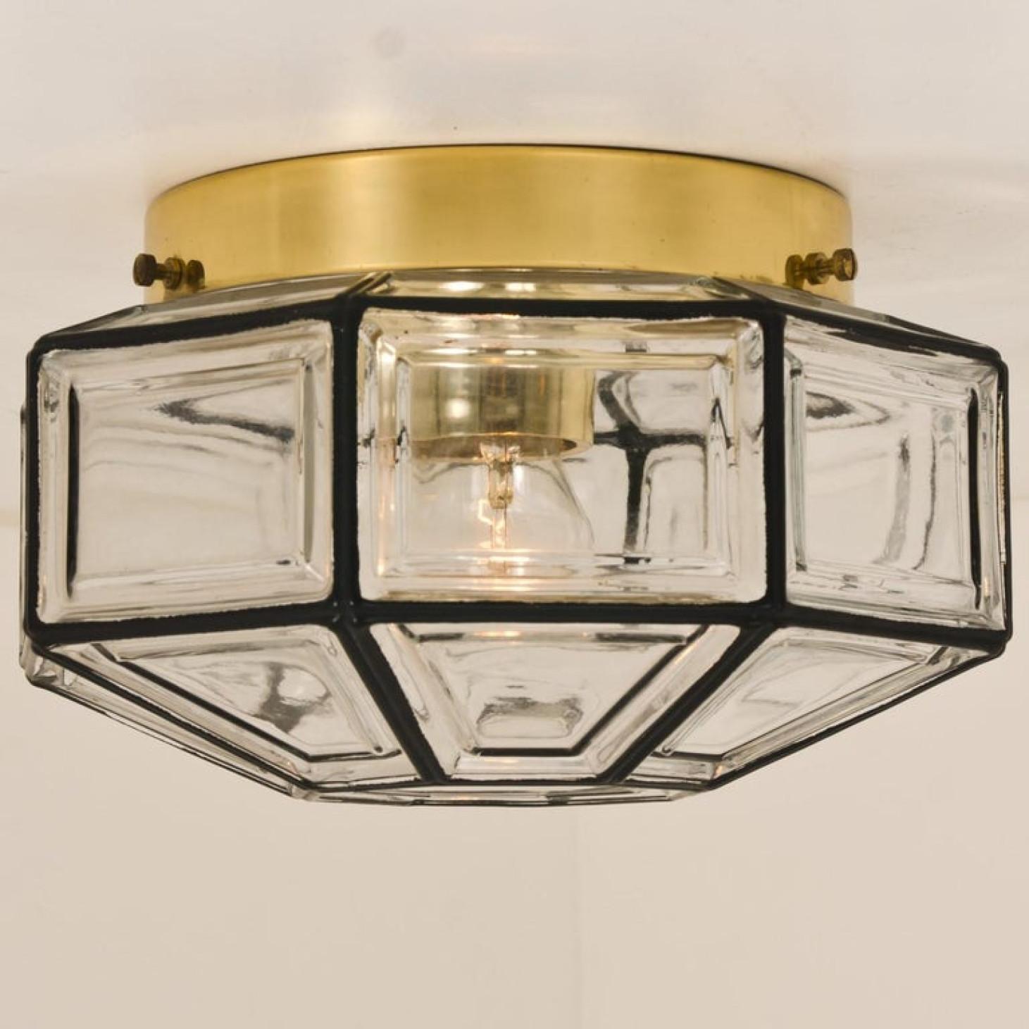 1 of the 8  Iron and Clear Glass Flush Mounts Wall Lights by Limburg, 1970 For Sale 4
