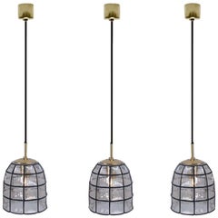 1 of the 8 Iron and Clear Glass Light Fixtures by Limburg, circa 1965