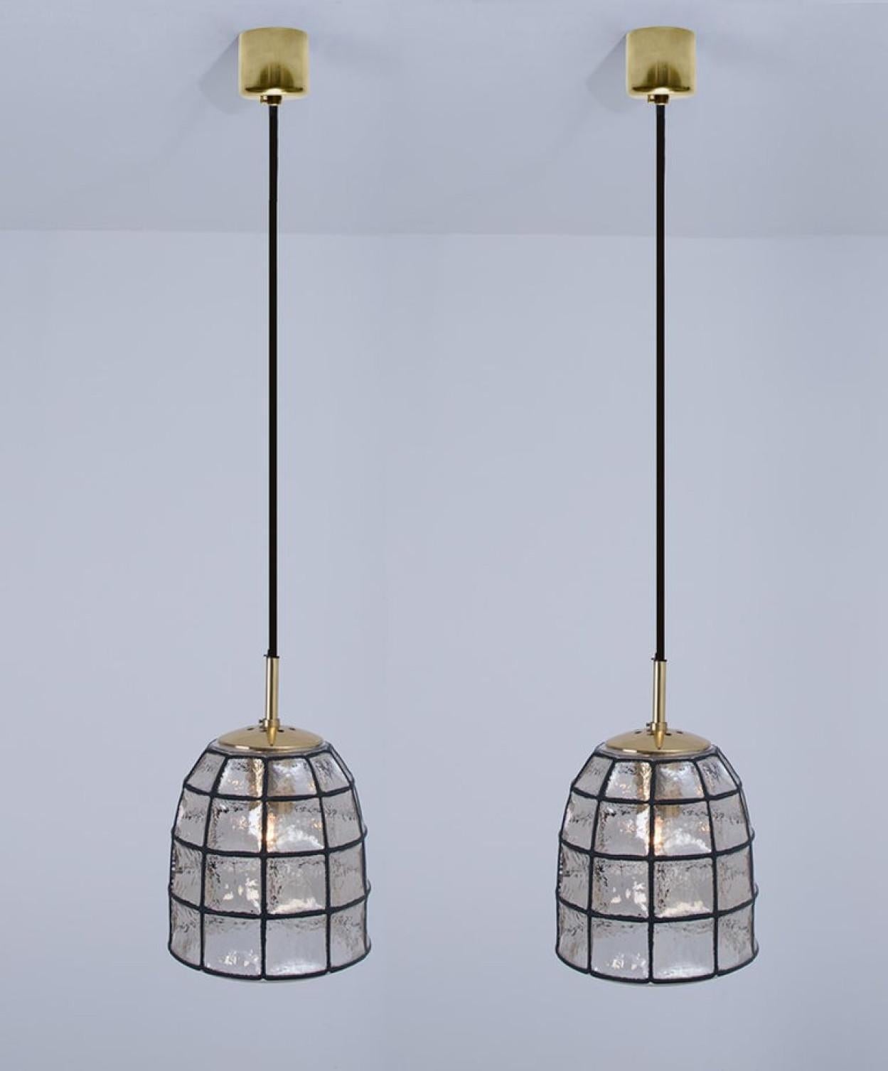 Mid-Century Modern 1 of the 8 Iron and Clear Glass Light Fixtures by Limburg, circa 1965 For Sale