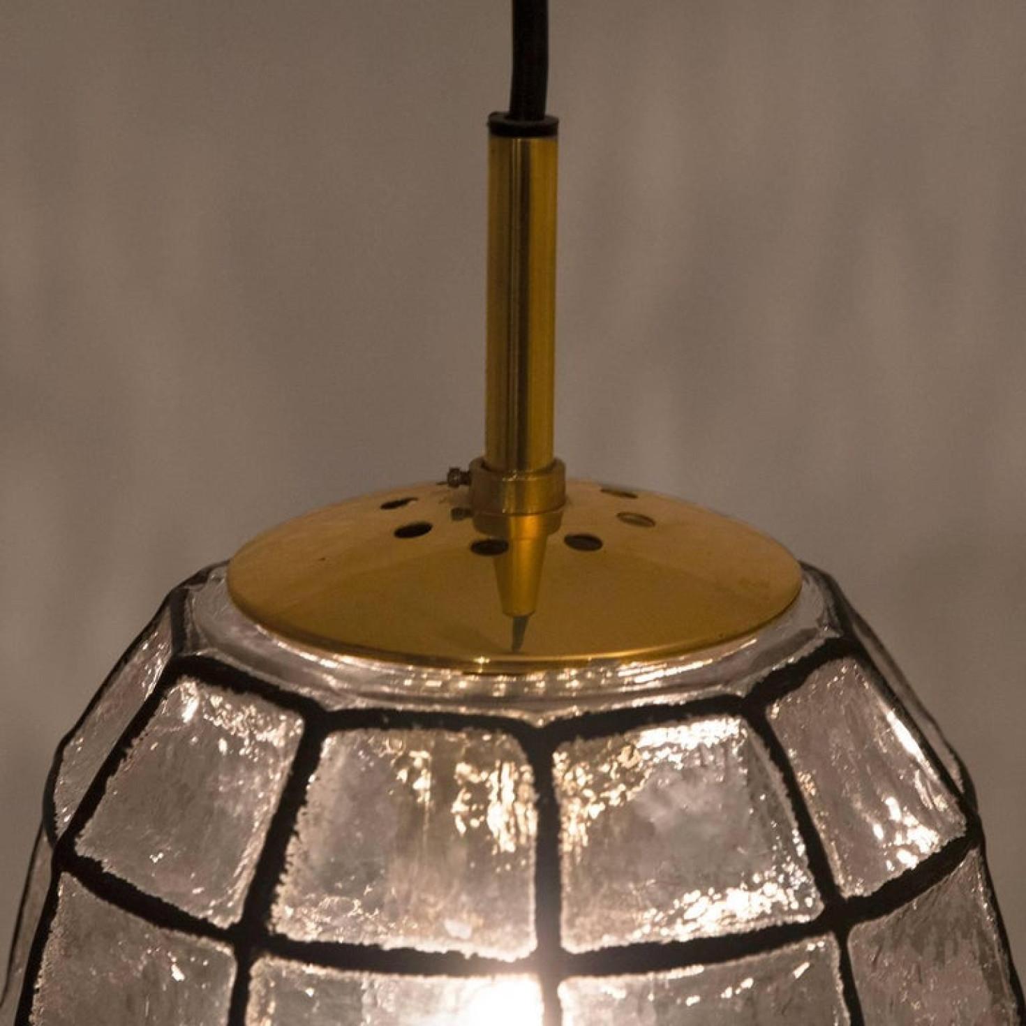 20th Century 1 of the 8 Iron and Clear Glass Light Fixtures by Limburg, circa 1965 For Sale
