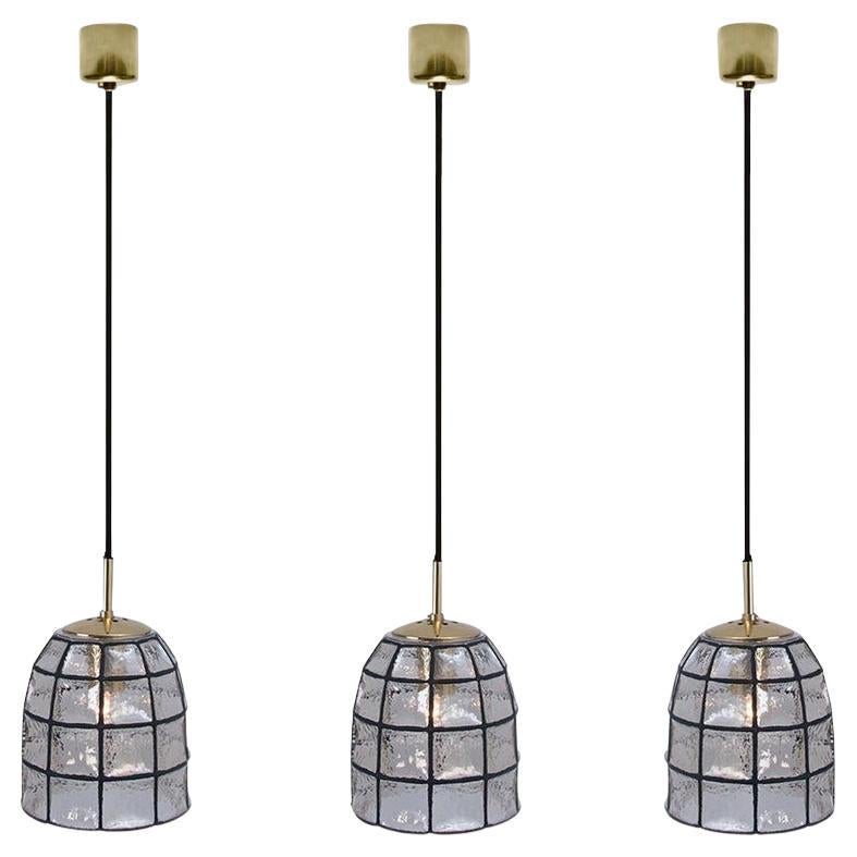 1 of the 8 Iron and Clear Glass Light Fixtures by Limburg, circa 1965 For Sale
