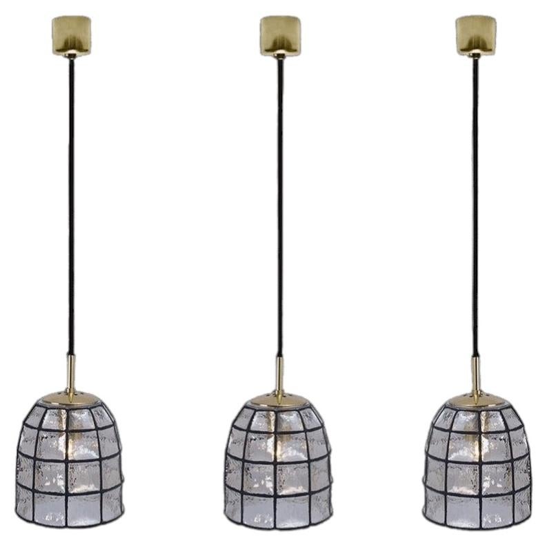 1 of the 8 Iron and Clear Glass Light Fixtures by Limburg, circa 1965
