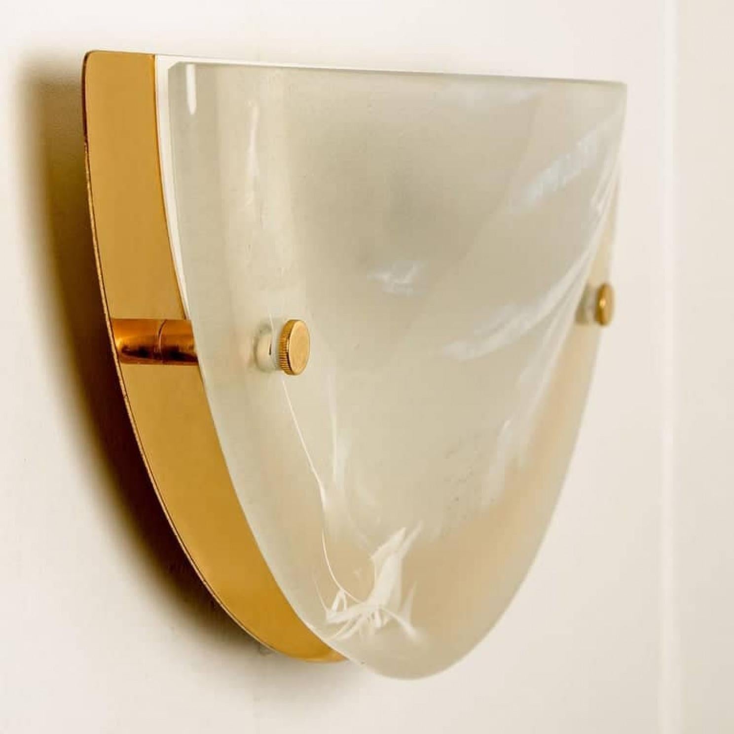 1 of the 8 Murano Brass and Glass Wall Lights, Hillebrand, 1975 For Sale 1