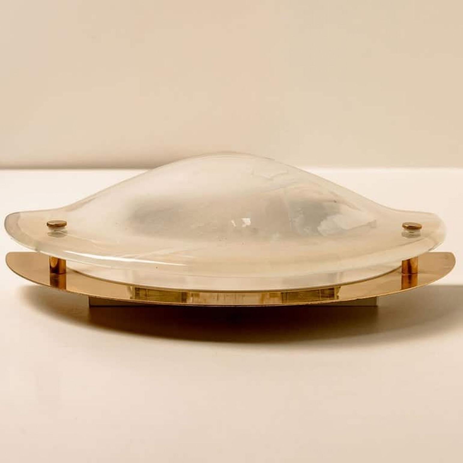 1 of the 8 Murano Brass and Glass Wall Lights, Hillebrand, 1975 For Sale 2