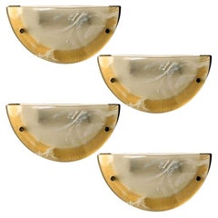 1 of the 8 Murano Brass and Glass Wall Lights, Hillebrand, 1975