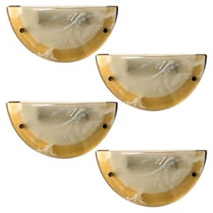 1 of the 8 Murano Brass and Glass Wall Lights, Hillebrand, 1975