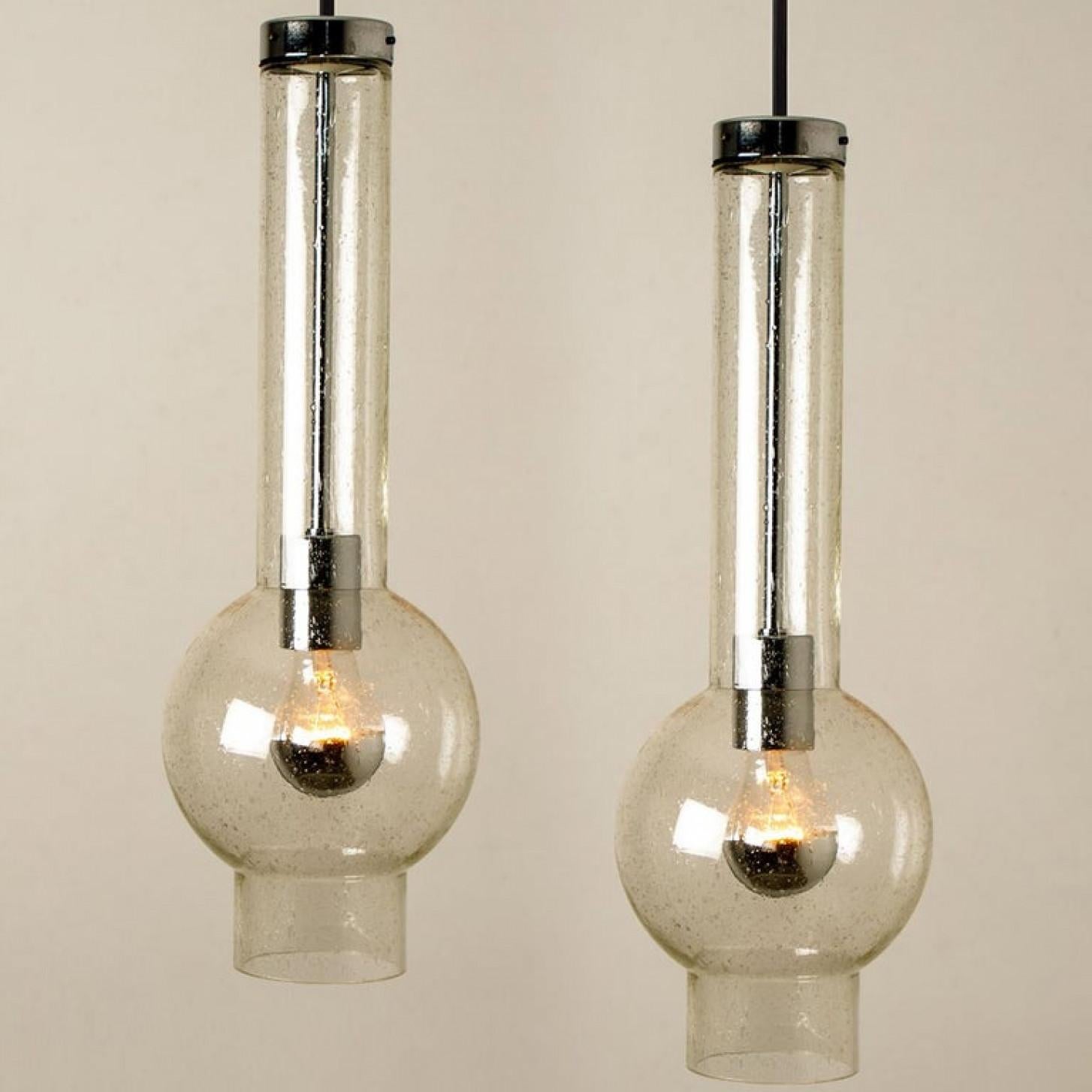 Austrian 1 of the 8 of Hand Blown Glass Tube Pedant Lights by Staff Lights 1970s For Sale