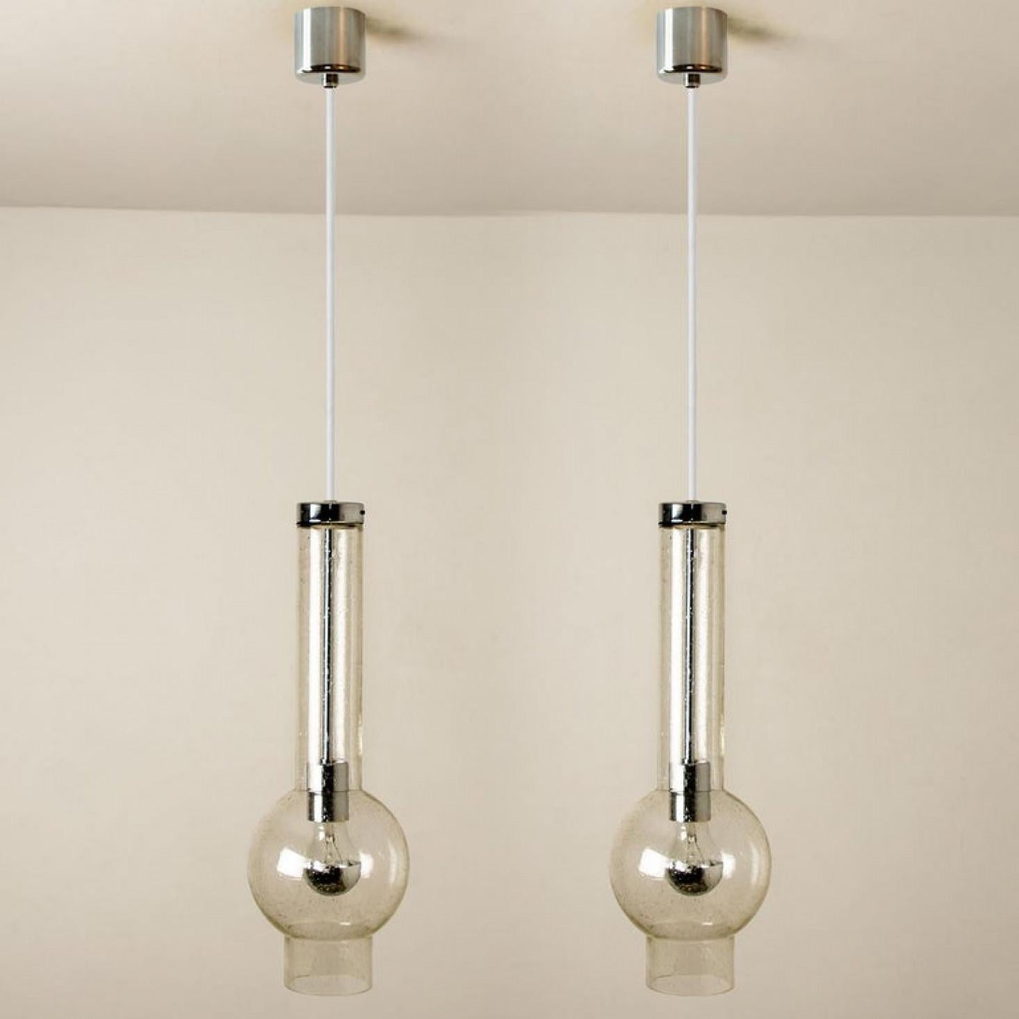 1 of the 8 of Hand Blown Glass Tube Pedant Lights by Staff Lights 1970s For Sale 1