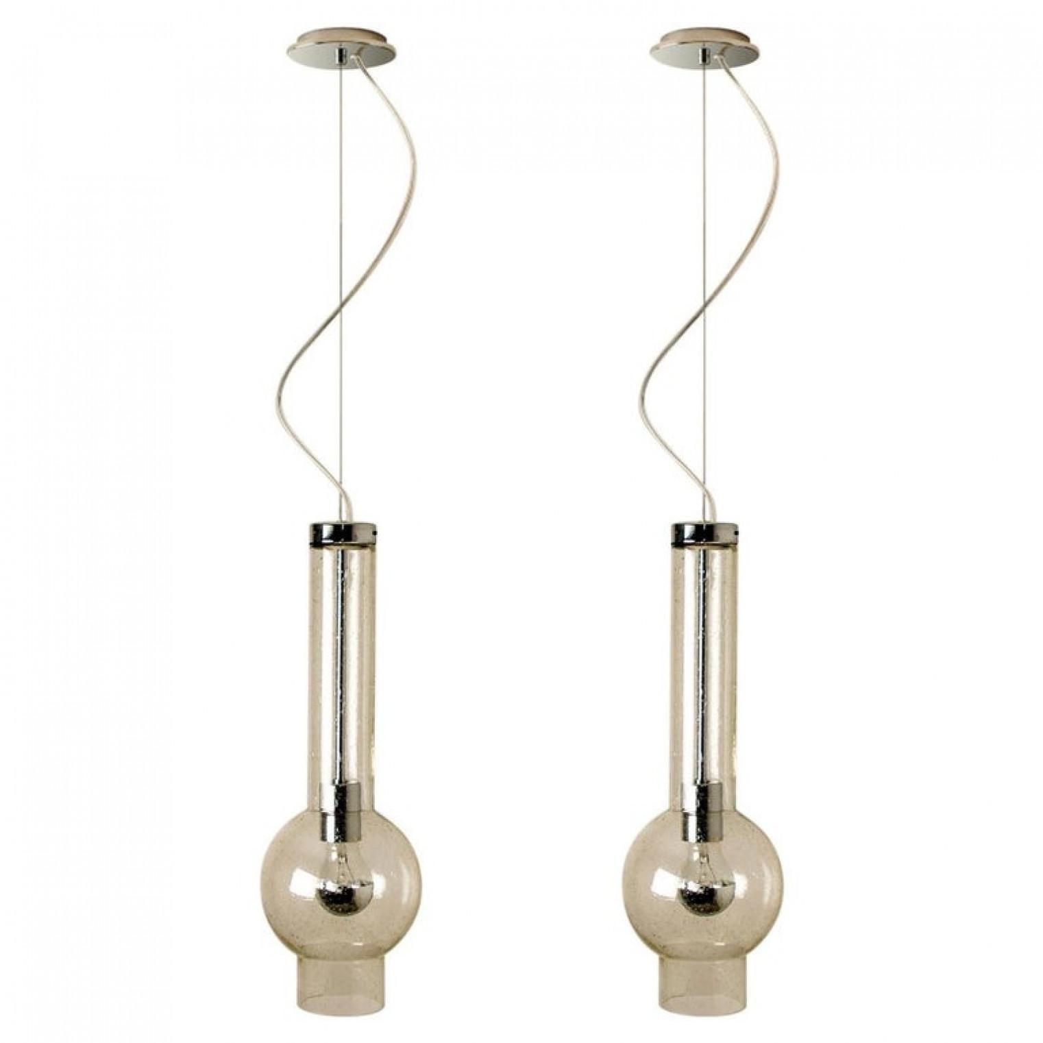 1 of the 8 of Hand Blown Glass Tube Pedant Lights by Staff Lights 1970s For Sale 2