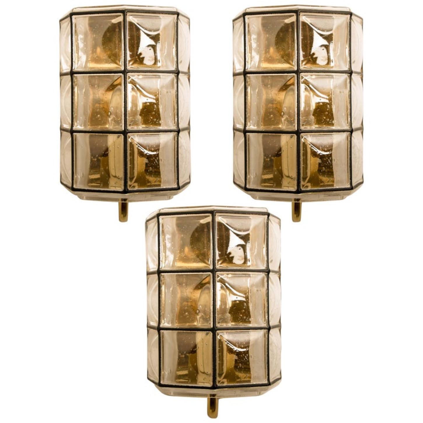 Mid-Century Modern 1 of the 8 of Iron and Bubble Glass Sconces Wall Lamps by Limburg, Germany, 1960 For Sale