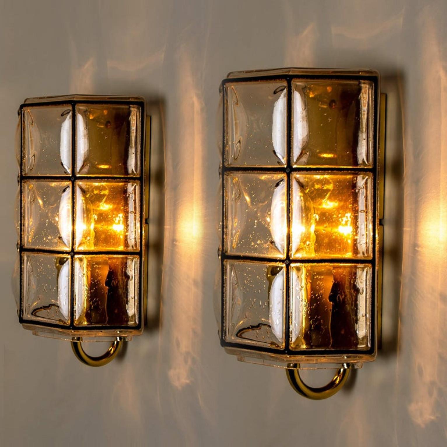 1 of the 8 of Iron and Bubble Glass Sconces Wall Lamps by Limburg, Germany, 1960 In Good Condition For Sale In Rijssen, NL