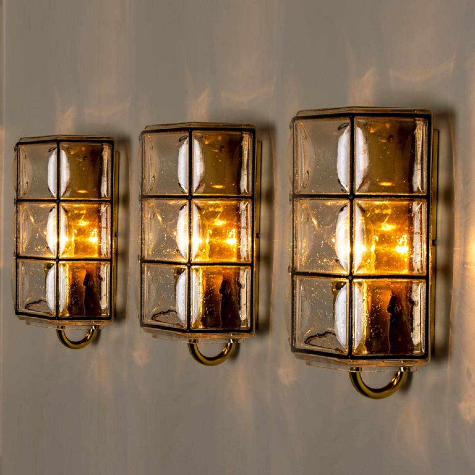 20th Century 1 of the 8 of Iron and Bubble Glass Sconces Wall Lamps by Limburg, Germany, 1960 For Sale